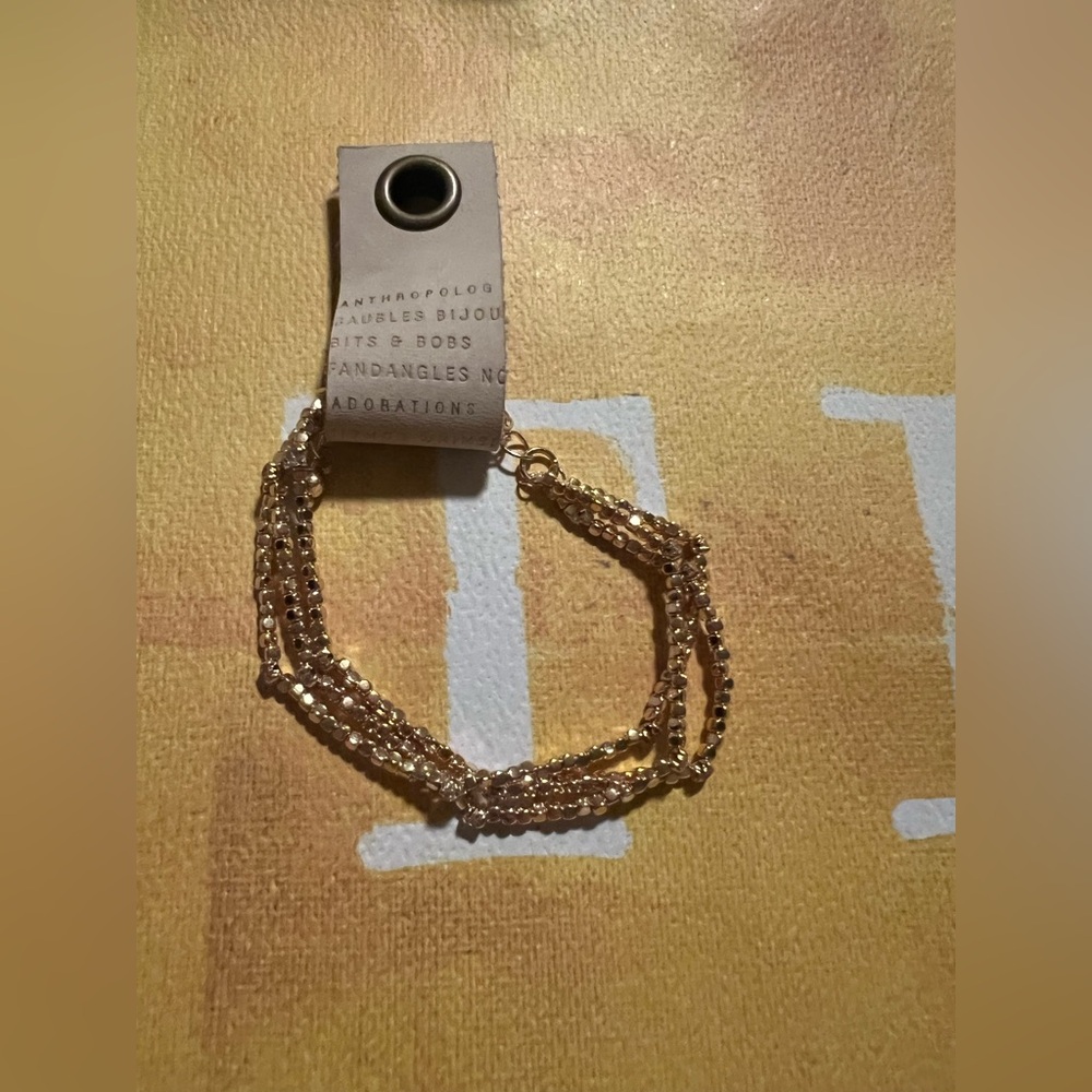 Anthropologie Beaded Stone Layered Bracelet - NWT - Gold - Picture 12 of 15